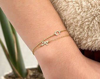 F2C Sideways Letter Connector • 14k Gold Filled, 14k Rose Gold Filled, or Sterling Silver Initial Connector • Permanent Jewelry Connectors
