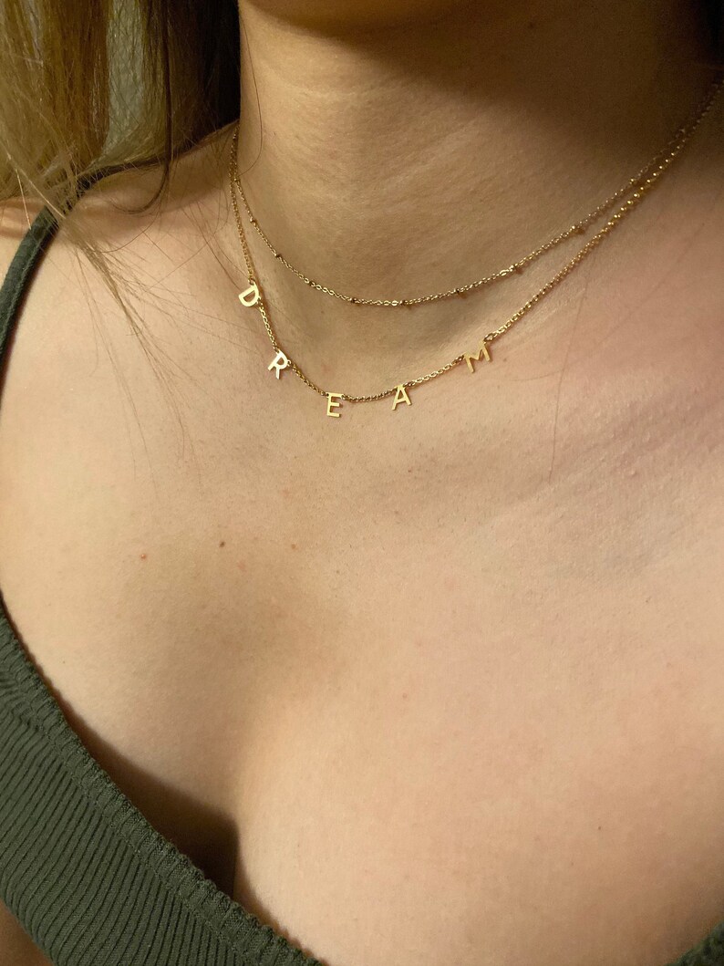 Spaced Name Necklace 14k Gold or Sterling Silver or 14k Gold Etsy