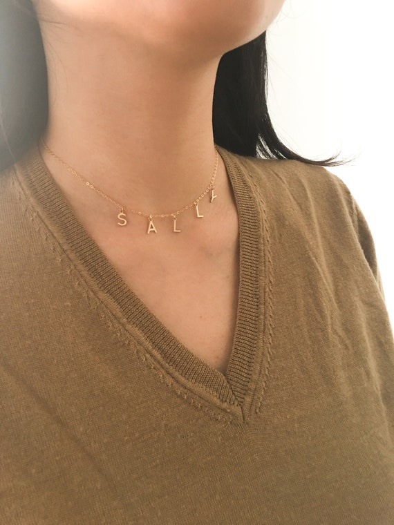 Spaced Letter Necklace 14k Gold or 