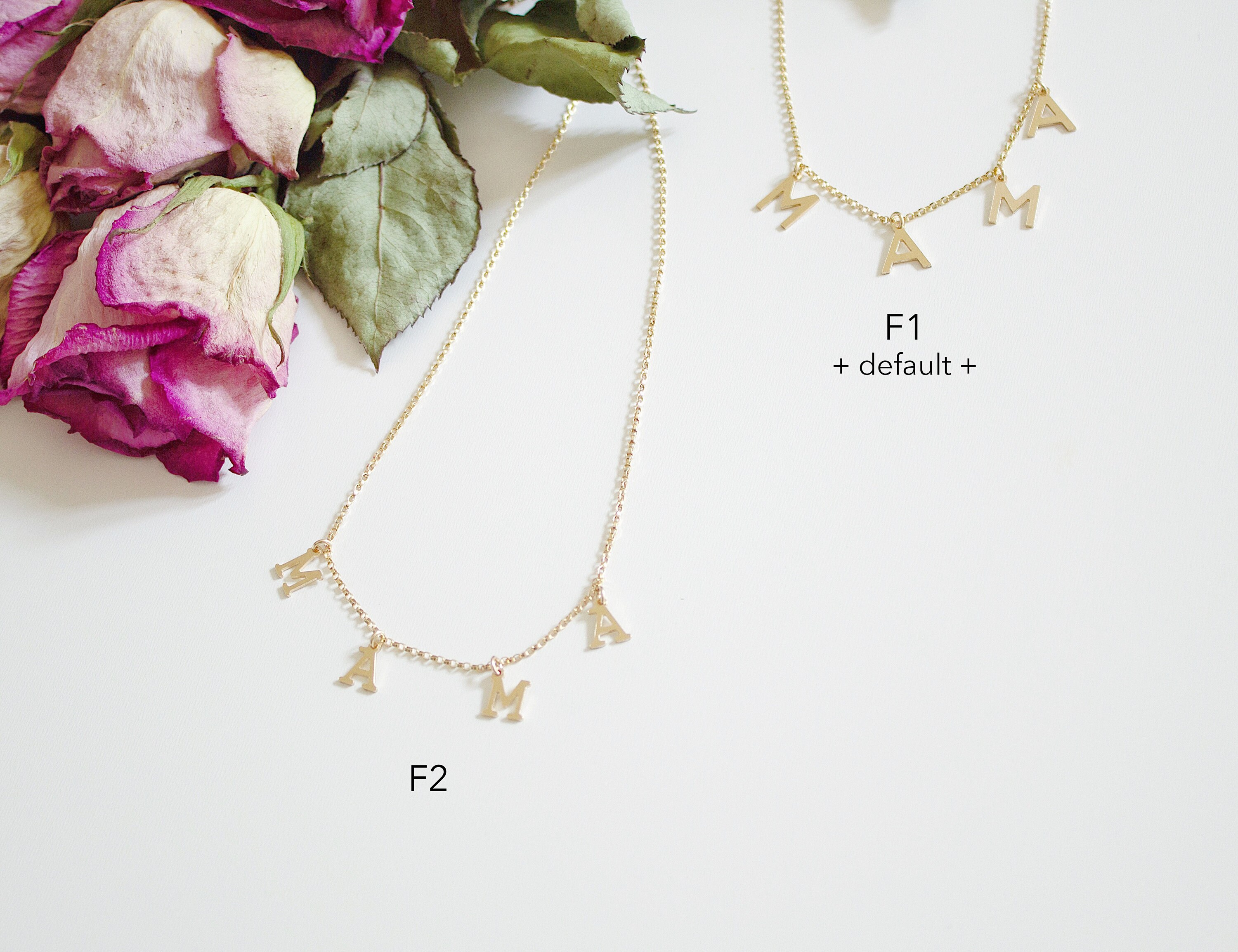 Mama Spaced Name Necklace, 14k Gold or Sterling Silver or 14k Gold