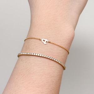 Conectores de letras escritas a mano • Conector inicial C4C relleno de oro de 14 k, relleno de oro rosa de 14 k o plata esterlina • Joyería permanente