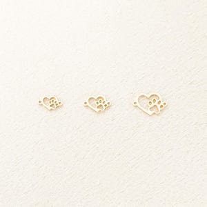 Heart Paw Connector • 14k Gold Filled, 14k Rose Gold Filled, or Sterling Silver • Pets and Love Connector • Permanent Jewelry Connector