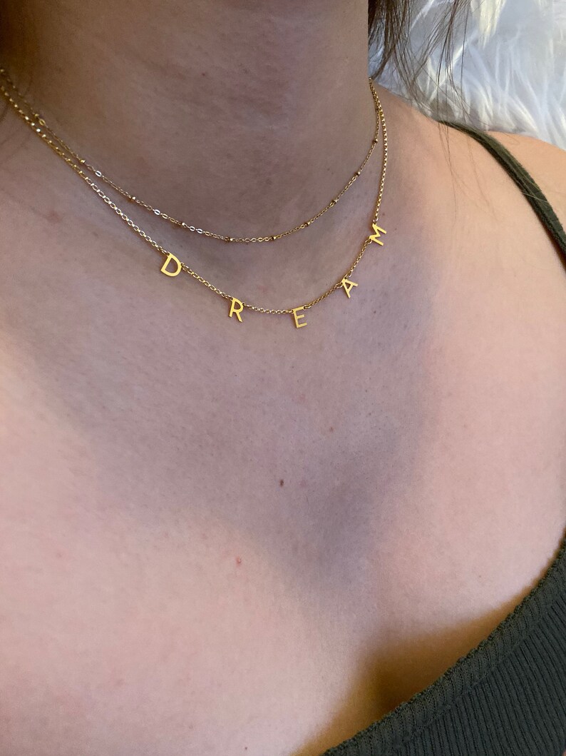 Spaced Name Necklace 14k Gold or Sterling Silver or 14k Gold Etsy