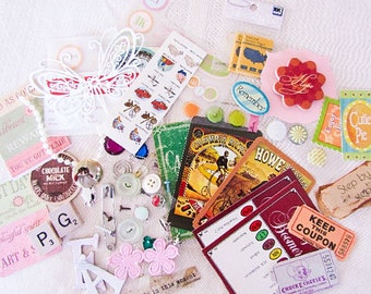 Embellishment Inspiration bundle, Ephemera lot - Art Journal Supplies,