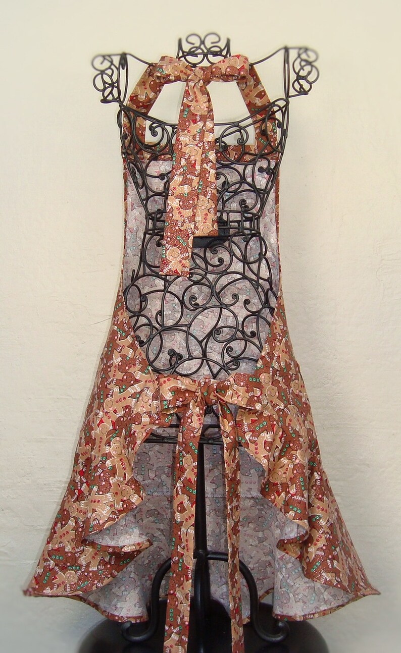 Brown and Red Gingerbread Boy Christmas Apron