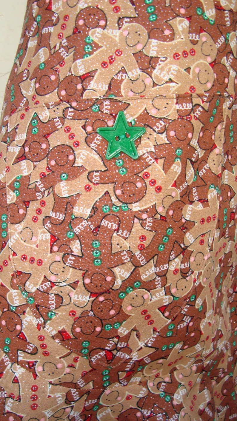 Brown and Red Gingerbread Boy Christmas Apron