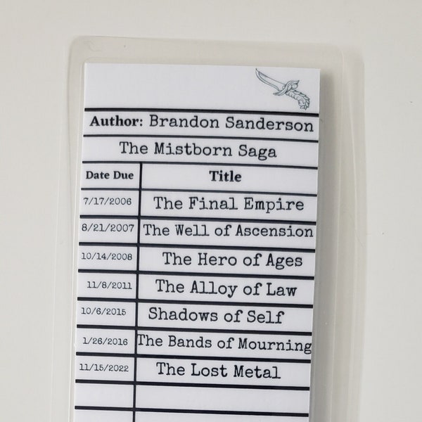 Mistborn Saga Inspired Library Card- Brandon Sanderson books fantasy paranormal bookmark handmade laminated the final empire hero of ages