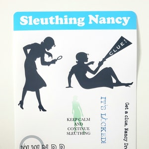 Mini Nancy Drew inspired sticker sheet| Detective vintage girl young nancy drew planner laptop stickers party favor birthday theme parties
