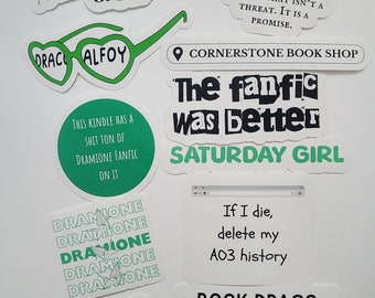 Dramione Kindle Mini Sticker Pack V2 | AO3 Fanfiction | Planner | Bullet Journal | Scrapbooking | Draco Hermione  | Book club Party Favor