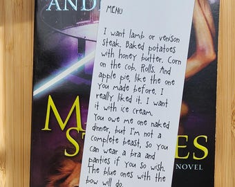 The Dinner Menu - Kate Daniels Inspired Bookmark DIY Custom Booknerd Ilona Andrews Magic Strikes