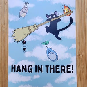 Mini Hang in There Magic Creature 5x7&quot; Print | Home Decor | Motivation Poster | Wall Art Mental Health Quote Therapy Office