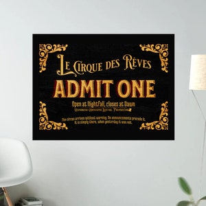 DIGITAL Night Circus Ticket Print Home Decor | Poster | Birthday Last Minute Gift| Download | Erin Morgenstern | Bookish Art | Circus theme