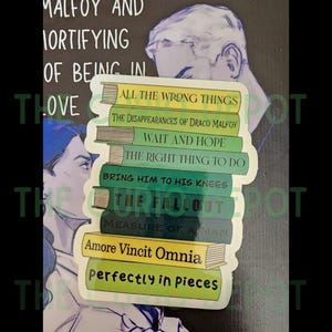 Dramione Book Stack V2 Sticker | Potter | AO3 Fanfiction| Kindle Waterbottle | Planner | Bullet Journal | Laptop sticker | Draco Hermione image 1