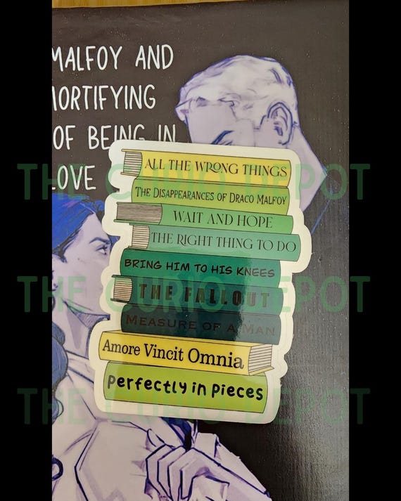 Dramione Book Stack V2 Sticker | Potter | AO3 Fanfiction| Kindle Waterbottle | Planner | Bullet Journal | Laptop sticker | Draco Hermione