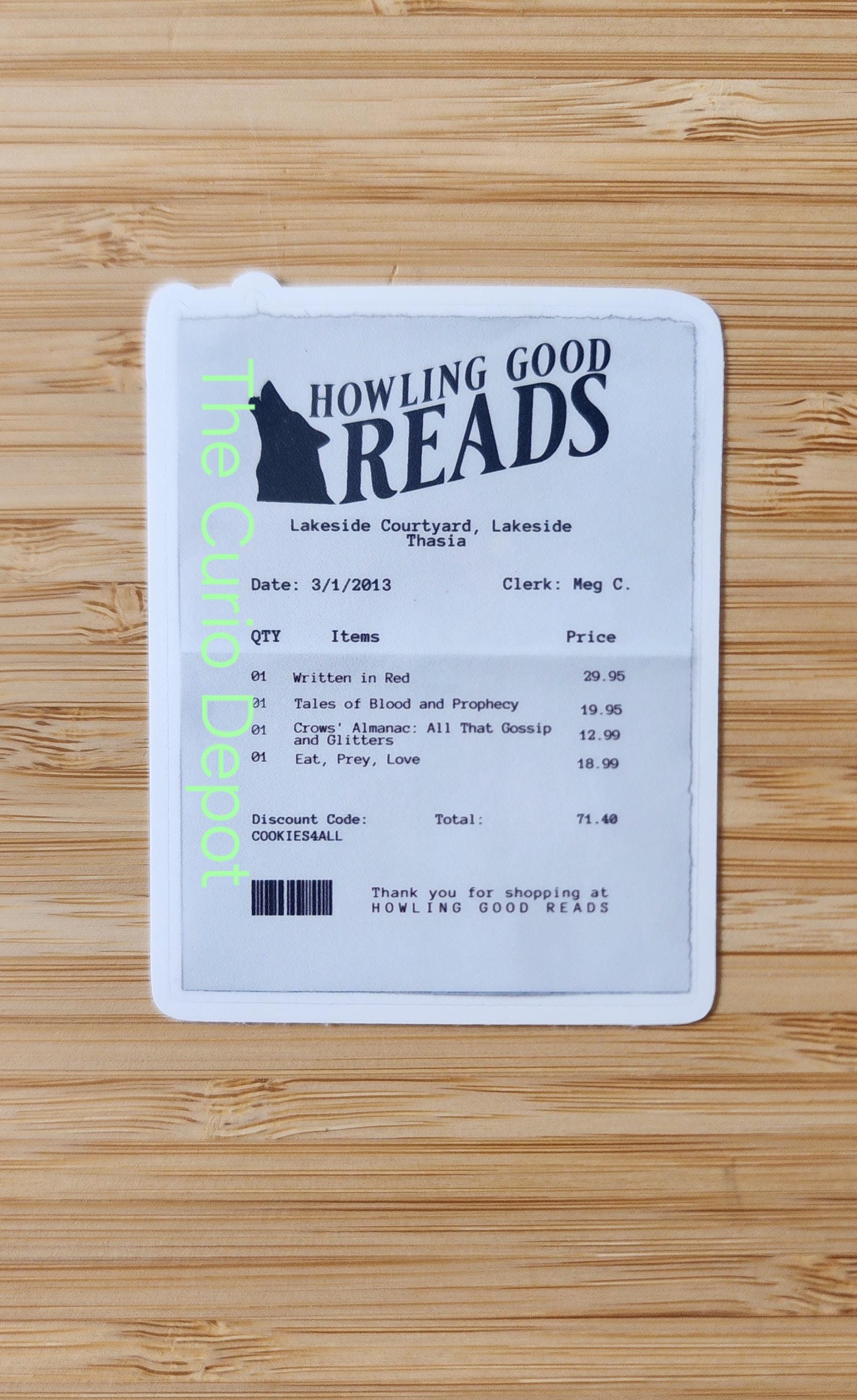 Howling Good Reads Receipt Sticker | Kindle Sticker | Planner | Junk ...