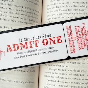 Le Cirque des Rêves Ticket Bookmark- Inspired by the night circus Erin Morgenstern magicians magic historical fiction fantasy