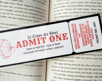 Le Cirque des Rêves Ticket Bookmark- Inspired by the night circus Erin Morgenstern magicians magic historical fiction fantasy