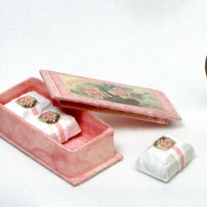 Miniature box with soap, handmade, 1/12 scale