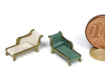 Chaise Longue en miniatura en varios colores, hecha a mano, escala 1/144