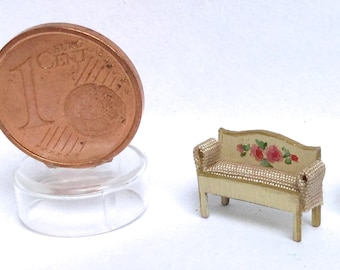 very tiny loveseats, 1/144 scale, handmade in wood and fabric