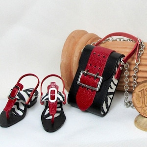 Miniatuurtassen en sandalen, nieuwe collectie, schaal 1/12