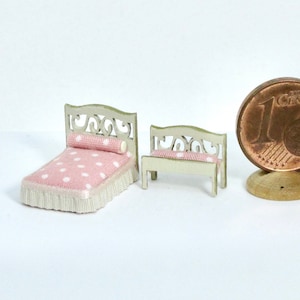 Wooden bed and loveseat ,1/120 scale for baby dollshouse