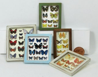 Miniature paper butterfly collection, framed, 1/12 scale