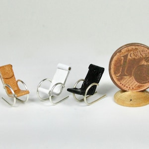 Miniature furniture, 1/144 scale, in metal, leather and fabric