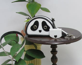 Miniature bag shaped like a panda, leather, 1/12 scale