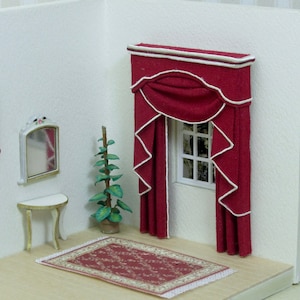 Cortinas elegantes con cenefa, escala 1/48