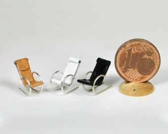 Miniature furniture, 1/144 scale, in metal, leather and fabric