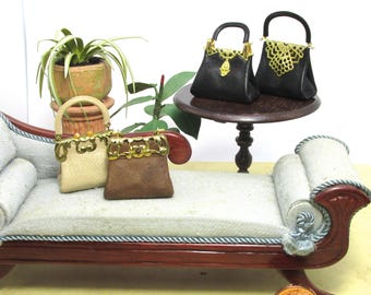 Miniature  vintage handbags, 1/12 scale