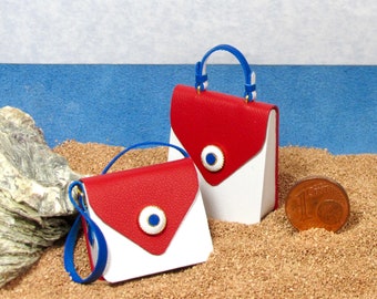 Miniature navy look summer bag, scale 1/12