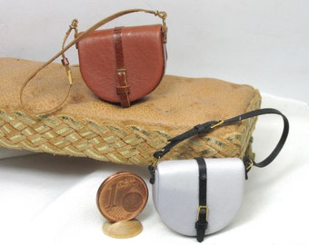 Miniature shoulder bags 60s, leather handmade, 1/12 scale