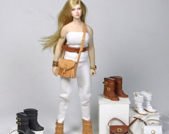 1/12 Phicen  fringed boots and bag