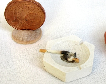 Miniature realistic ashtrays, handmade, 1/12 scale