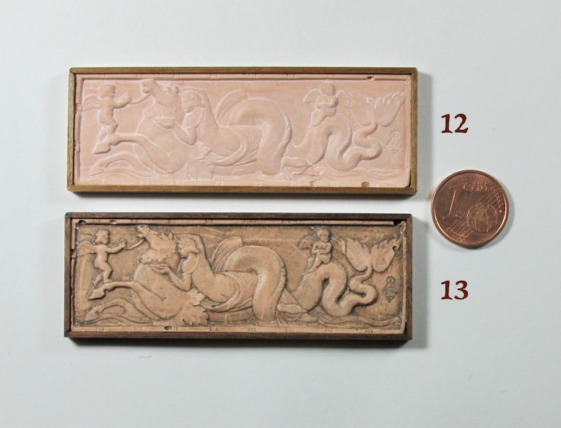 Miniature classical frieze, plaster with walnut frame, 1/12 scale image 8