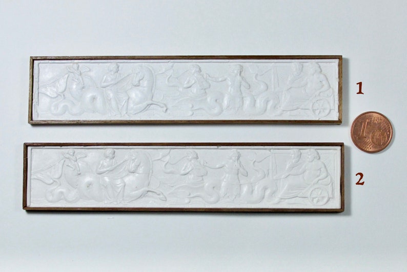 Miniature classical frieze, plaster with walnut frame, 1/12 scale image 2