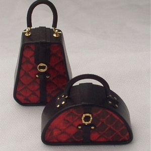 Set of original miniature leather handbags, handmade, 1/12 scale image 2