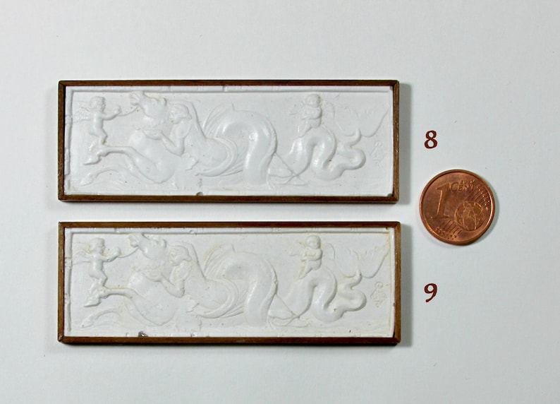 Miniature classical frieze, plaster with walnut frame, 1/12 scale image 6