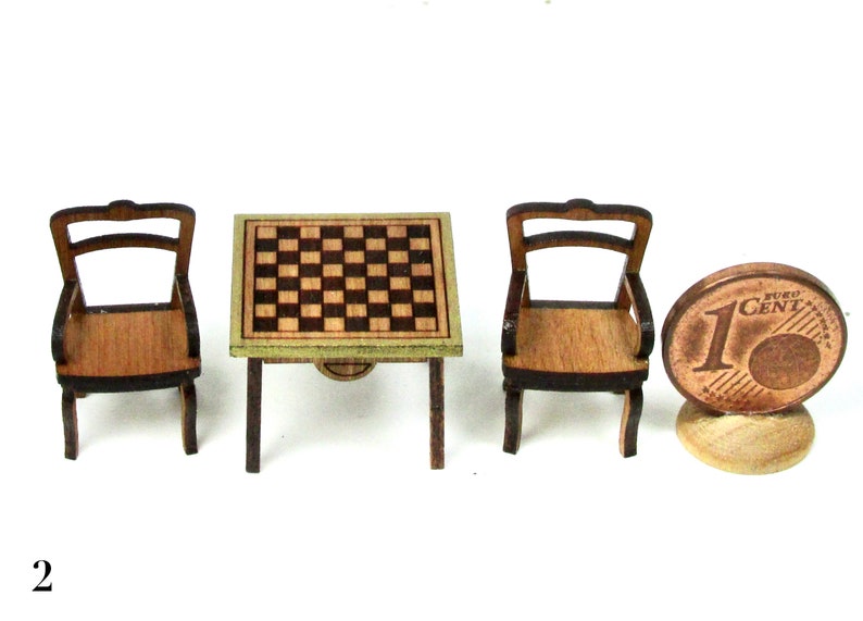 miniature chess table, 1/48 scale model 2