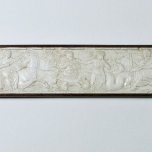 Miniature classical frieze, plaster with walnut frame, 1/12 scale model 3