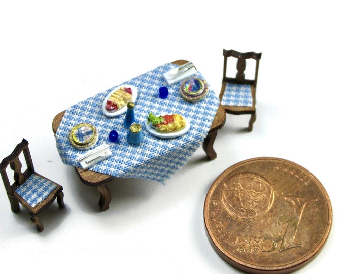 Featured listing image: Accurate and realistic micro table with two chairs, 1/144 scale