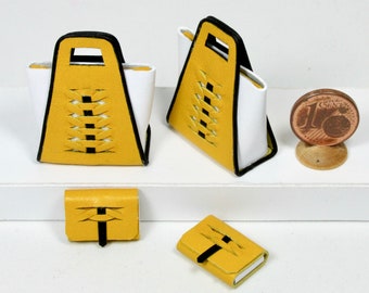 Miniature leather tote bag, 1/12 scale