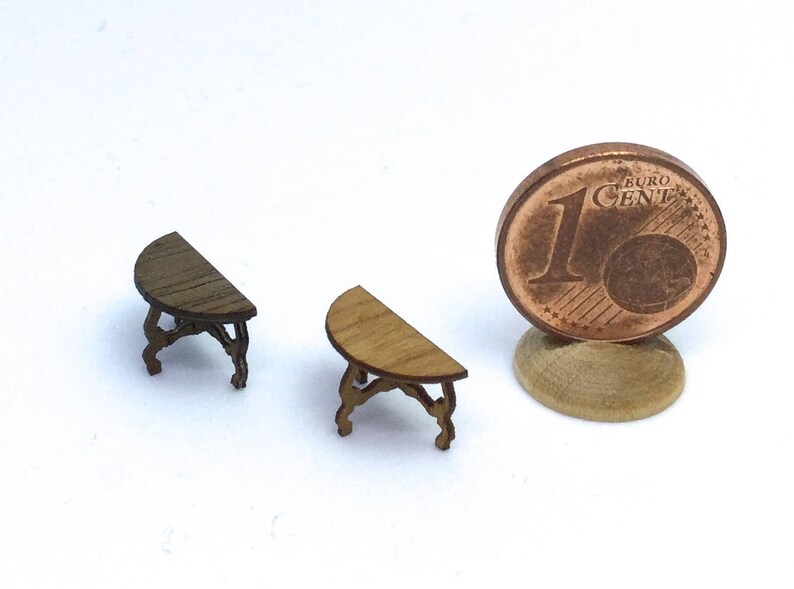 Halfround Table Walnut or Cherry Wood Handmade in 1/144 Etsy