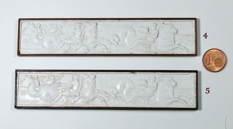 Miniature classical frieze, plaster with walnut frame, 1/12 scale image 4