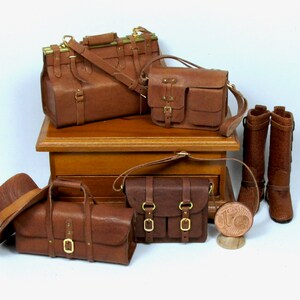 Sacs pour hommes miniatures, look vintage, échelle 1/12