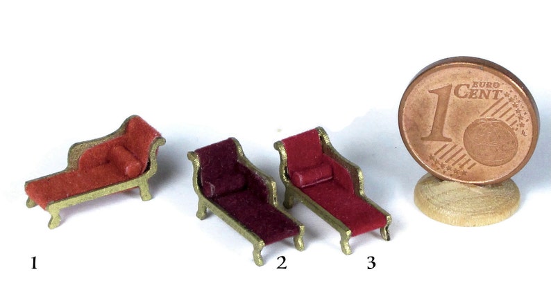 Miniature chaise Longue in various colors, handmade, 1/144 scale image 5