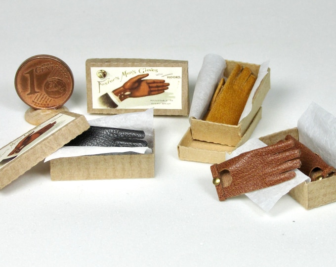 Featured listing image: miniature male gloves, 1/12 scale