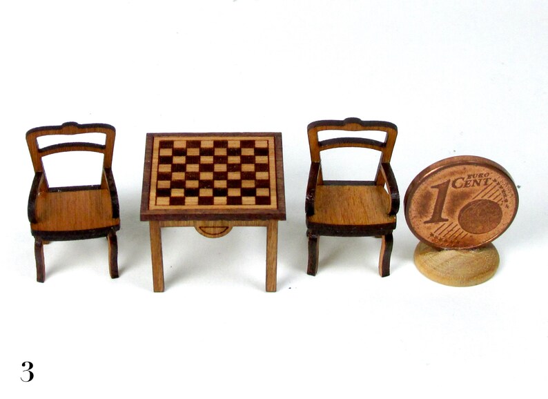 miniature chess table, 1/48 scale model 3